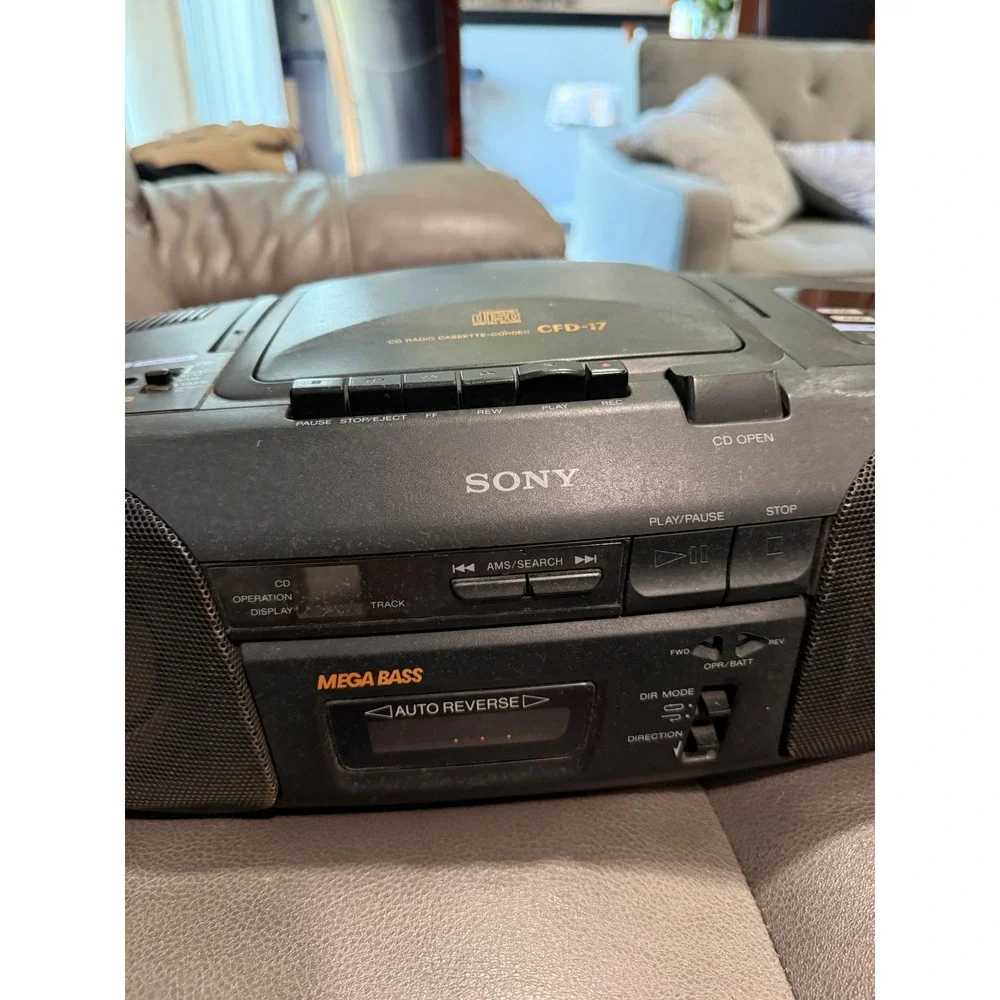 Sony CFD-17 CD Radio Cassette-Corder Mega Bass Auto Reverse Boombox Black tested